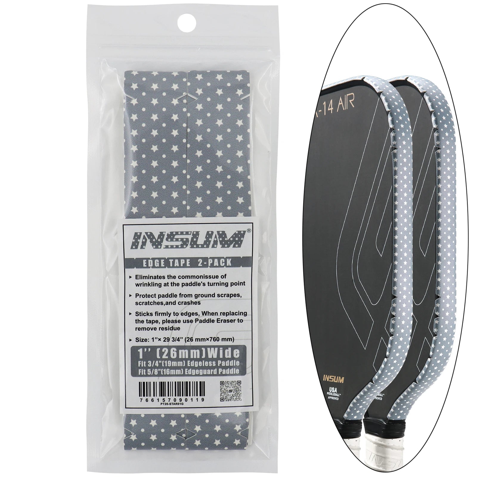 Pickleball Paddle Protection Tape 23/26mm Width-PU Interwoven Texture Edge Tape,for 13mm/16mm/20mm Thicknesse Pickleball Paddles
