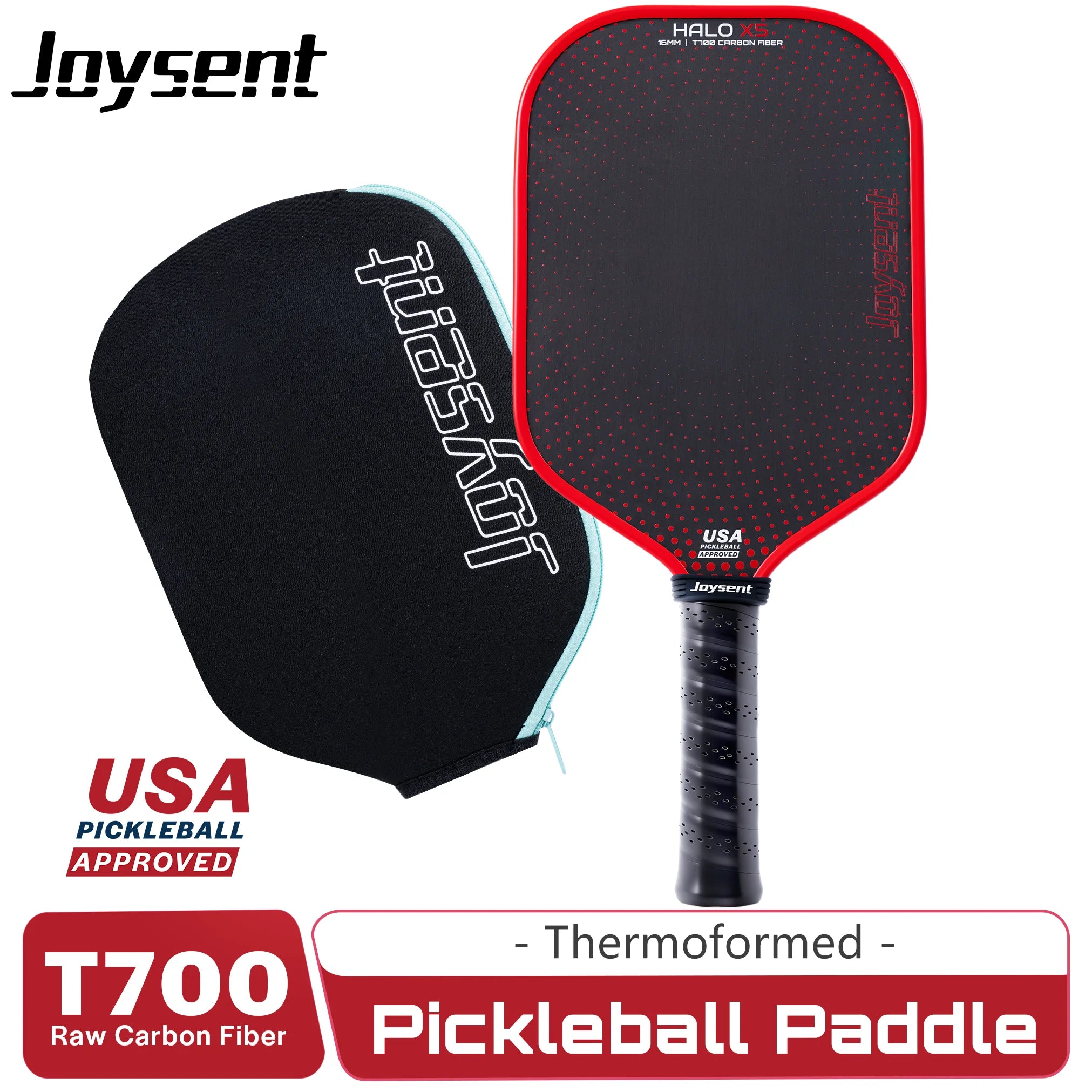 Joysent USAPA Pickleball Paddle Thermoformed T700 Raw Carbon Fiber Pickleball Racket PP HoneycombCore With Spin Textured Surface