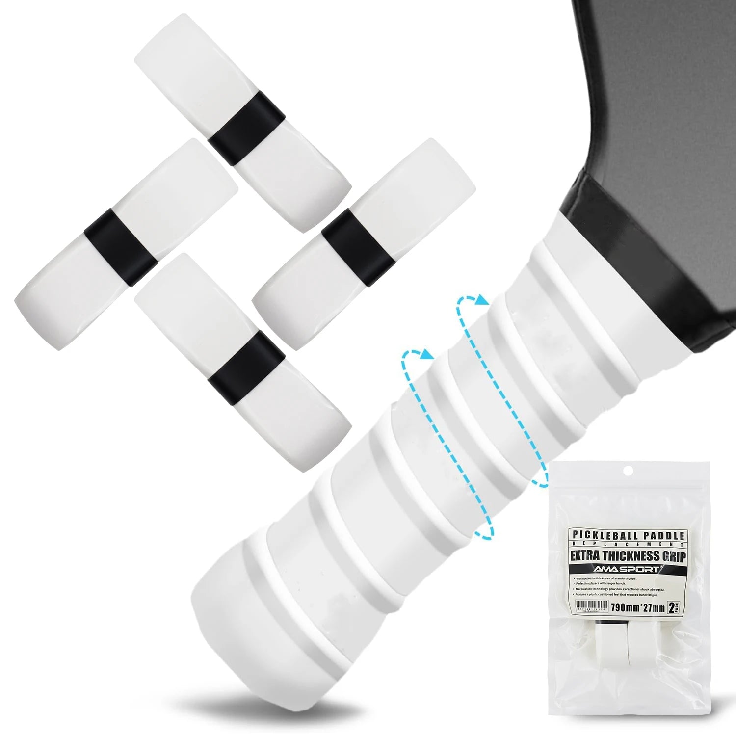 Pickleball Paddle Grip Tape, 4 Pcs Tacky Soft Pure Overgrip-Absorbent Comfortable Grip Non-Slip Pickleball Paddle Grip Tape