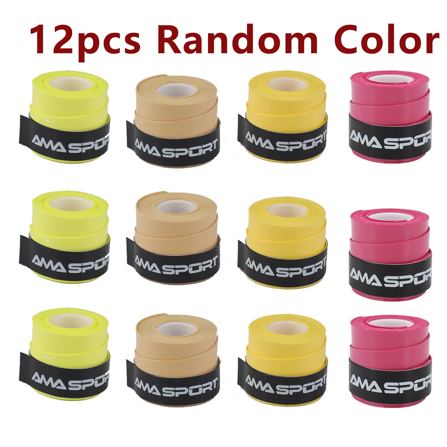 6/12/30/60pcs Tennis Overgrip Tape Anti-Slip Moisture Wicking Surface With Pickleball Paddle Overgrip Tape