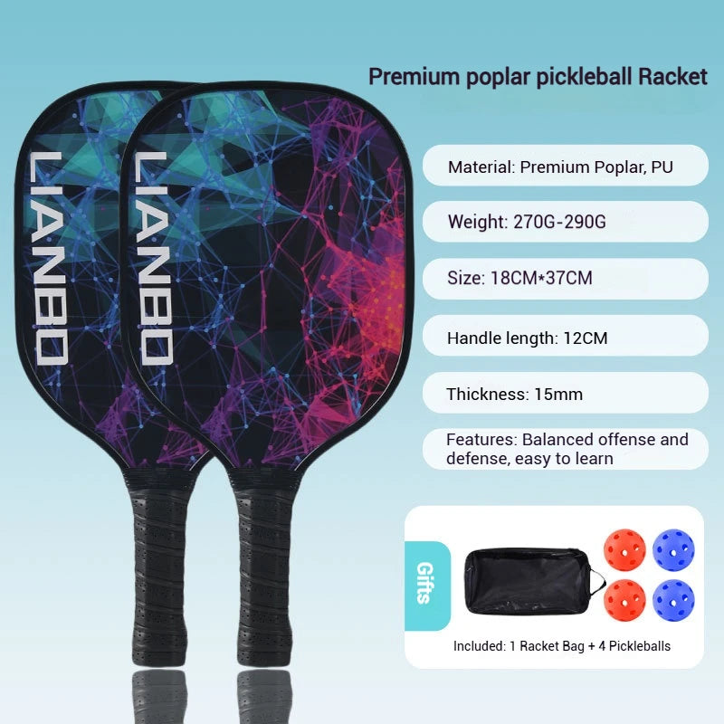 Pickleball Paddle Set (2 Rackets + 4 Balls)