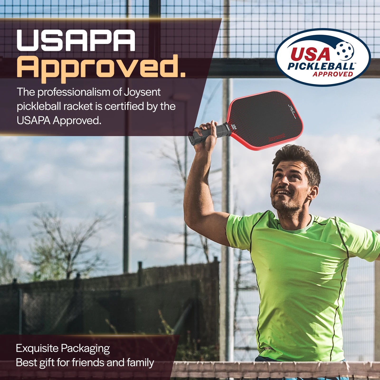 Joysent USAPA Pickleball Paddle Thermoformed T700 Raw Carbon Fiber Pickleball Racket PP HoneycombCore With Spin Textured Surface