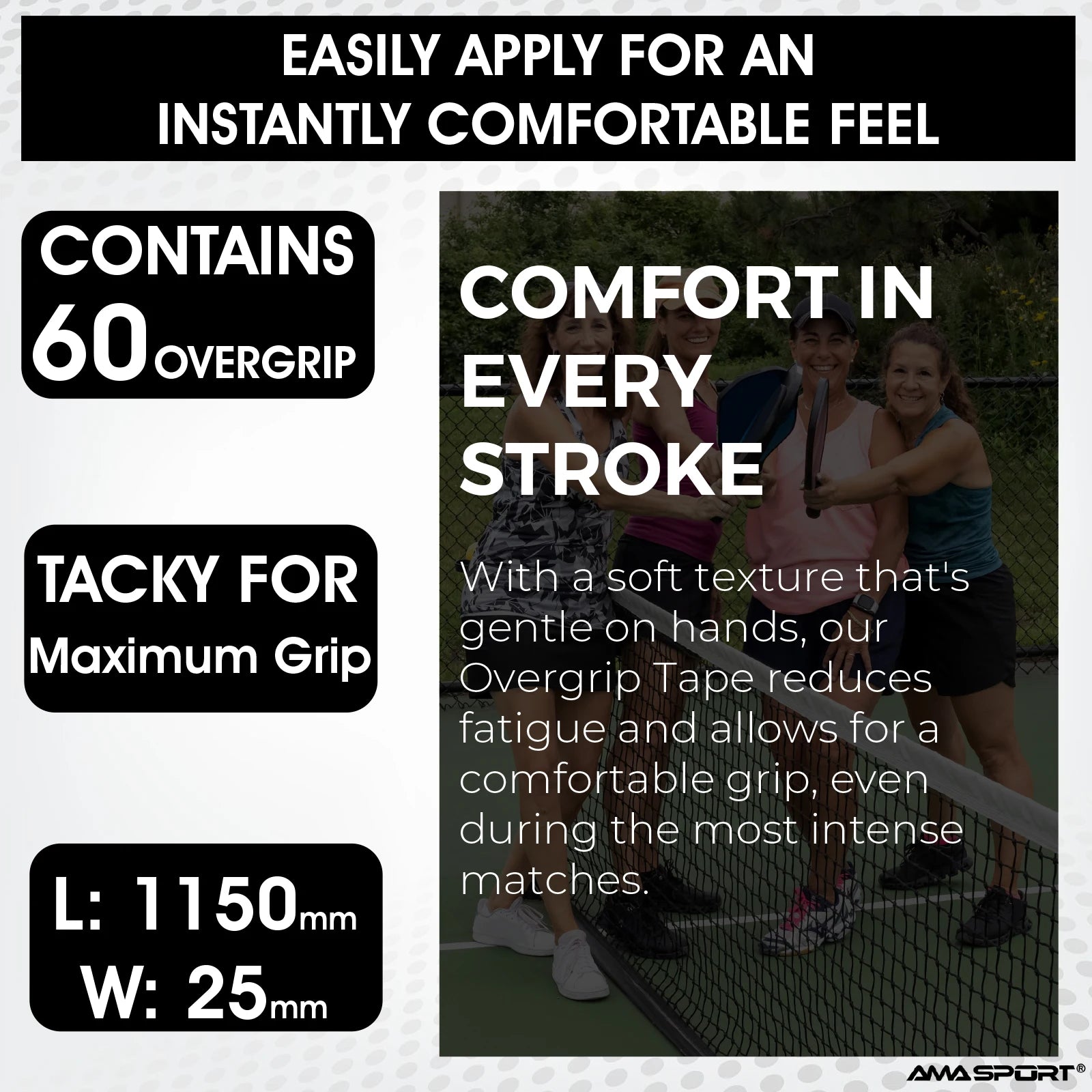 6/12/30/60pcs Tennis Overgrip Tape Anti-Slip Moisture Wicking Surface With Pickleball Paddle Overgrip Tape