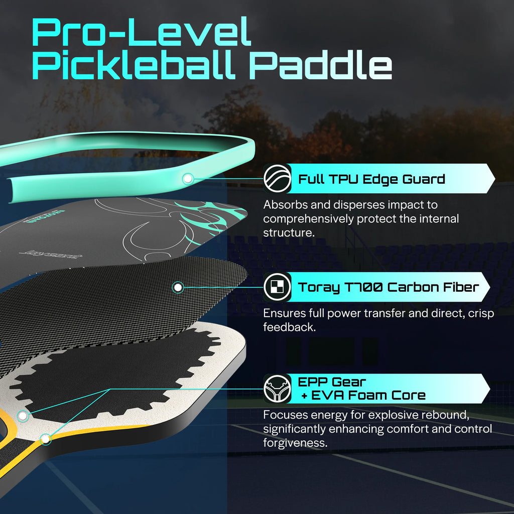 Joysent - NeoFoam - MoonSlayer and Windbreaker T700 Carbon Fiber Pickleball Paddle