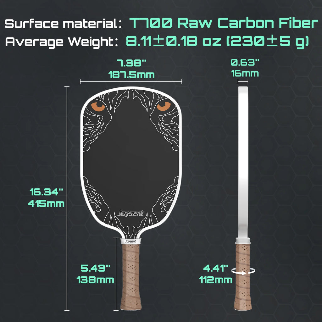 Joysent Gen 4 EVA 4S PU Foam Thermoformed T700 Raw Carbon Fiber Pickleball Paddles Spin Control Power Lightweight Phantom Eye